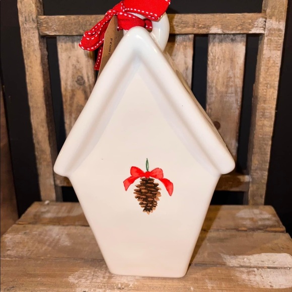 Rae Dunn HOME Slant Birdhouse. Red lettering. - Picture 2 of 2